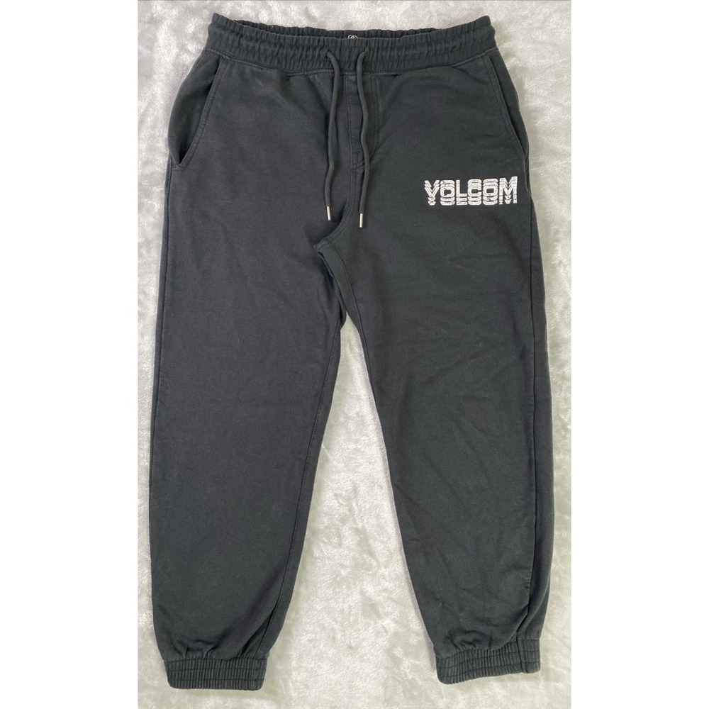 Volcom‎ Sweatpants Mens Small Black Graphic Logo Joggers Skate Surf Casual